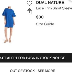 Dual Nature LACE TRIM SHORT SLEEVE SHIRT DRESS IN ROYAL BLUE; size Large